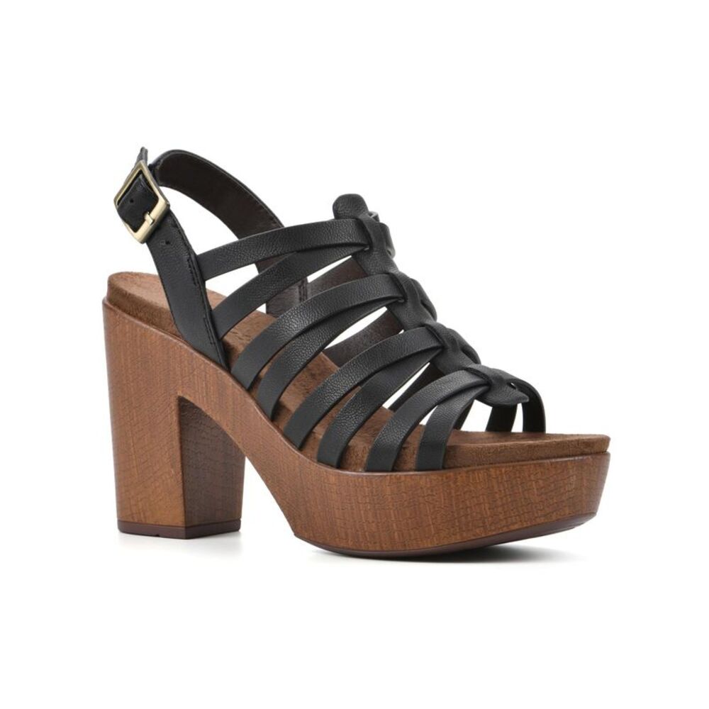 WHITE MOUNTAIN FOOTBEDS Womens Black 1-1/2" Platform Slingback Sandal 9.5 M